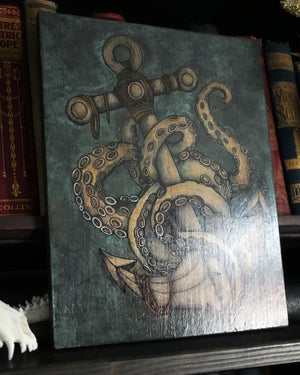 Tentacle Anchor Original Wood Art