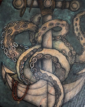 Tentacle Anchor Original Wood Art