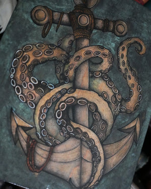 Tentacle Anchor Original Wood Art