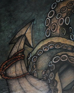 Tentacle Anchor Original Wood Art