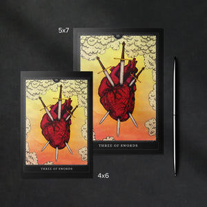Three of Swords Tarot - Glossy Fine Art Postcard