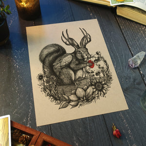 Wolpertinger - Kraft Art Print