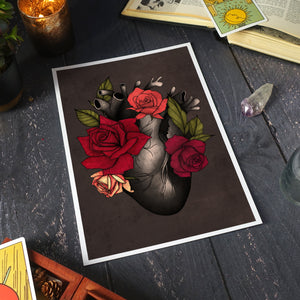 Black Heart and Roses - Giclée Art Print