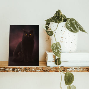 Black Shadow Cat - Postcard Mini Print