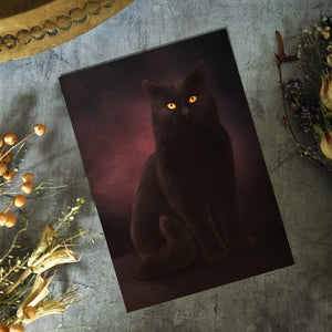 Black Shadow Cat - Postcard Mini Print