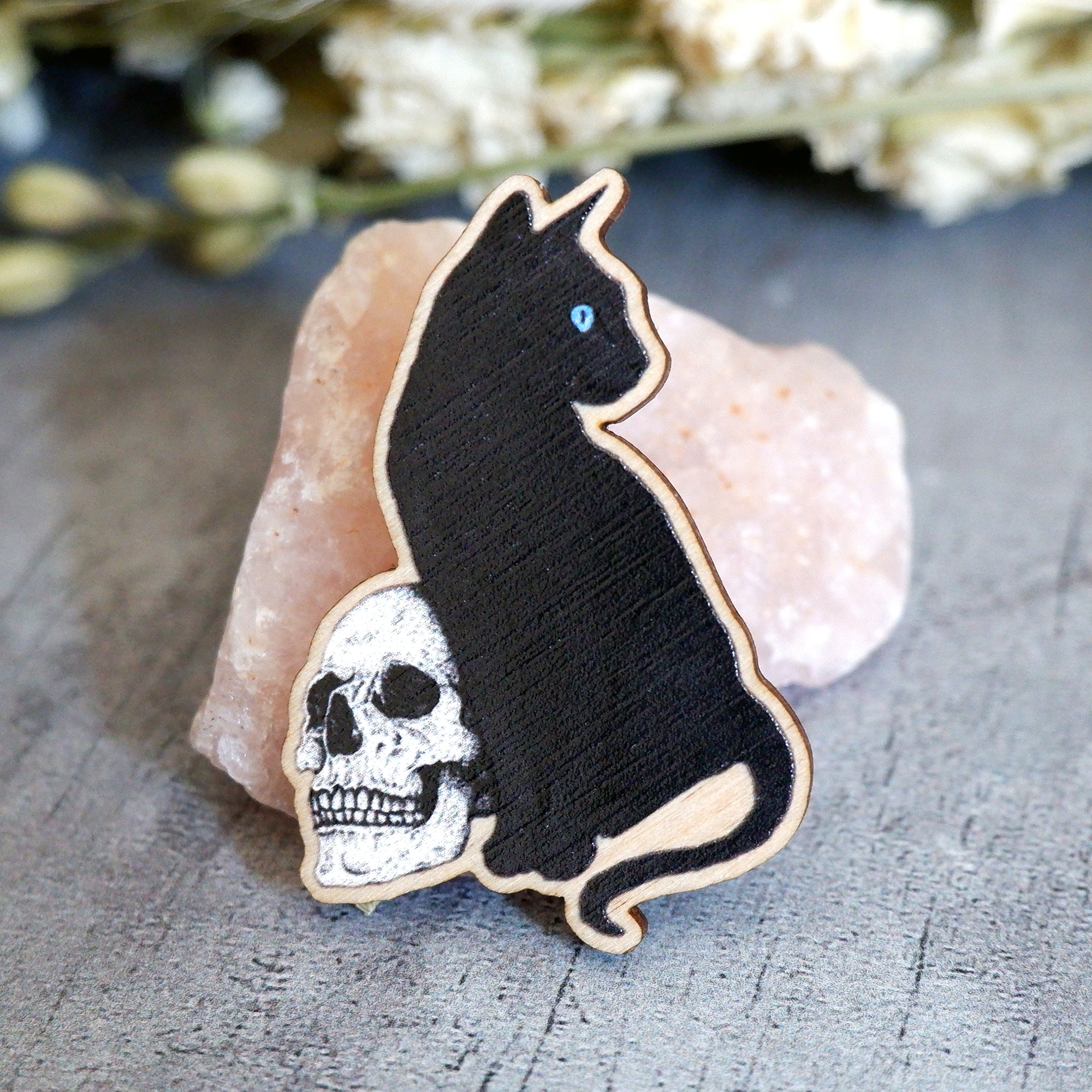 Black Cat - Wooden Pin Badge