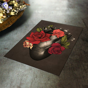 Black Heart and Roses - Postcard Mini Print