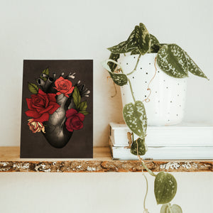 Black Heart and Roses - Postcard Mini Print