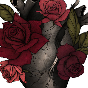 Black Heart and Roses - Digital Art Print