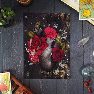 Black Heart and Roses - Foil Art Print