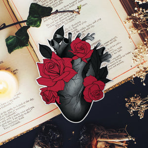 Black Heart and Roses - Vinyl Sticker