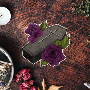 Coffin and Roses - Vinyl Sticker