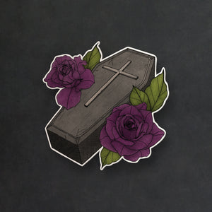 Coffin and Roses - Vinyl Sticker