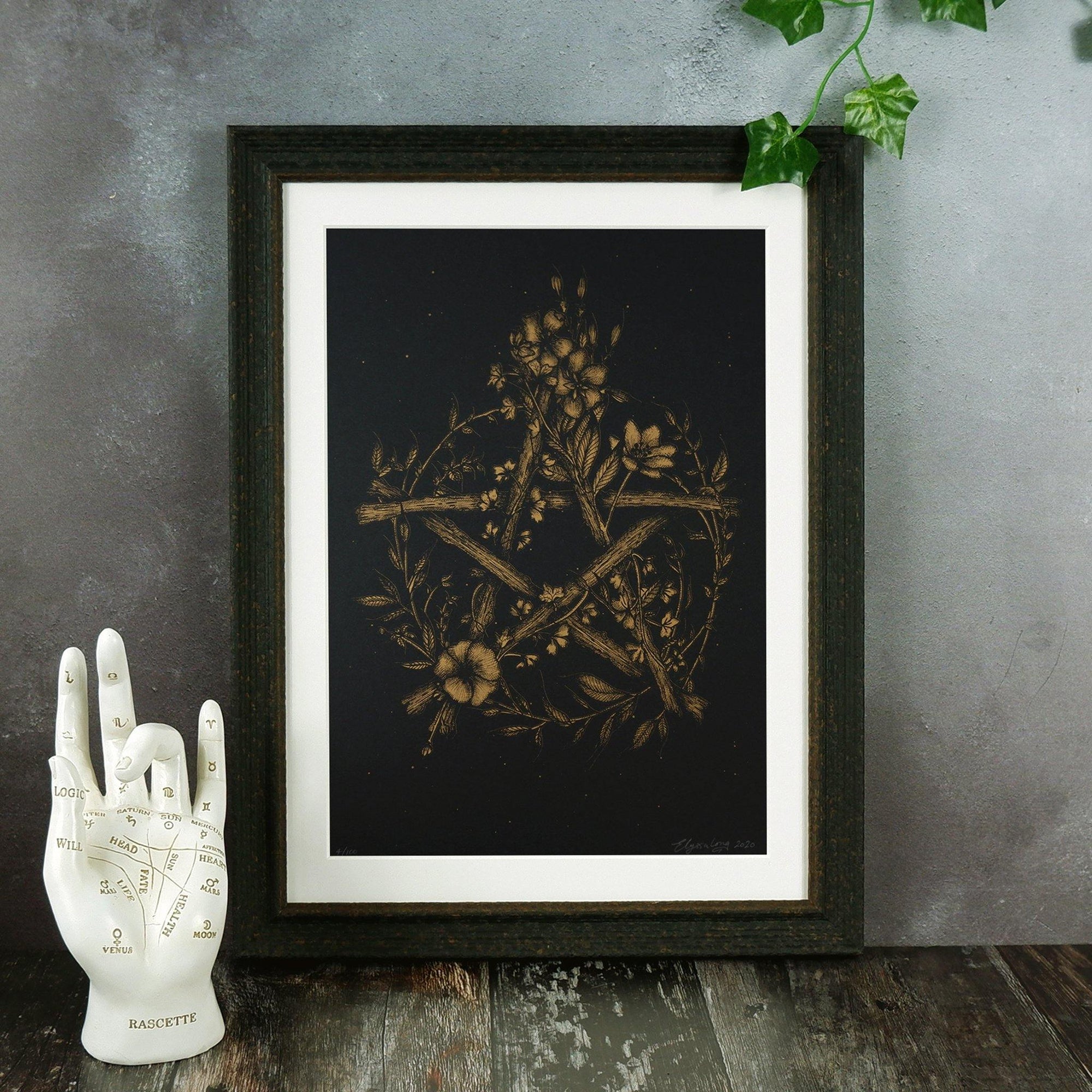 Floral Pentacle - Limited Edition Risograph Print - Print is Dead