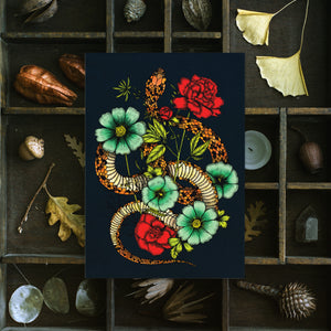 Floral Snake - Postcard Mini Print