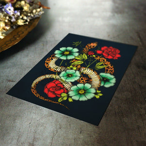 Floral Snake - Postcard Mini Print