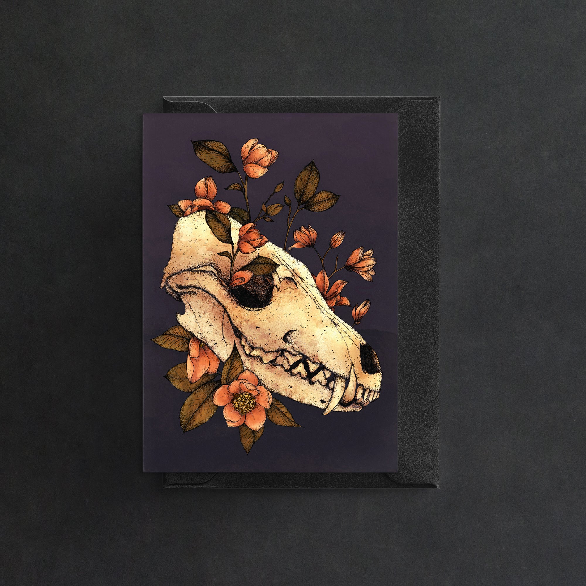 Fox Skull and Magnolias - Greeting Card