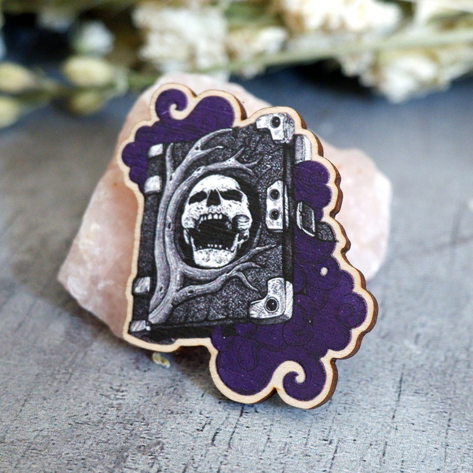Gothic Spellbook - Wooden Pin Badge