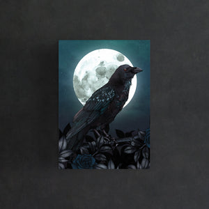 Raven and Full Moon - Postcard Mini Print