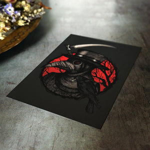 Plague Doctor and Raven - Postcard Mini Print