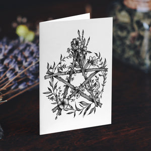 Floral Pentacle - Greeting Card - Print is Dead
