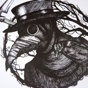 Plague Doctor and Raven - Digital Art Print - Print is Dead