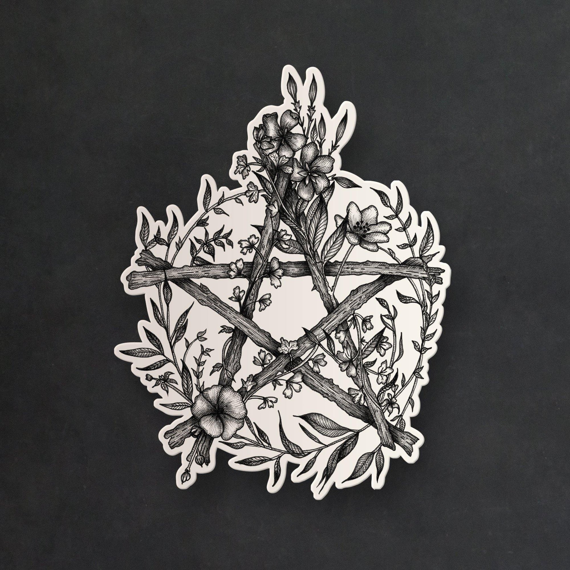 Floral Pentacle - Vinyl Sticker - Print is Dead