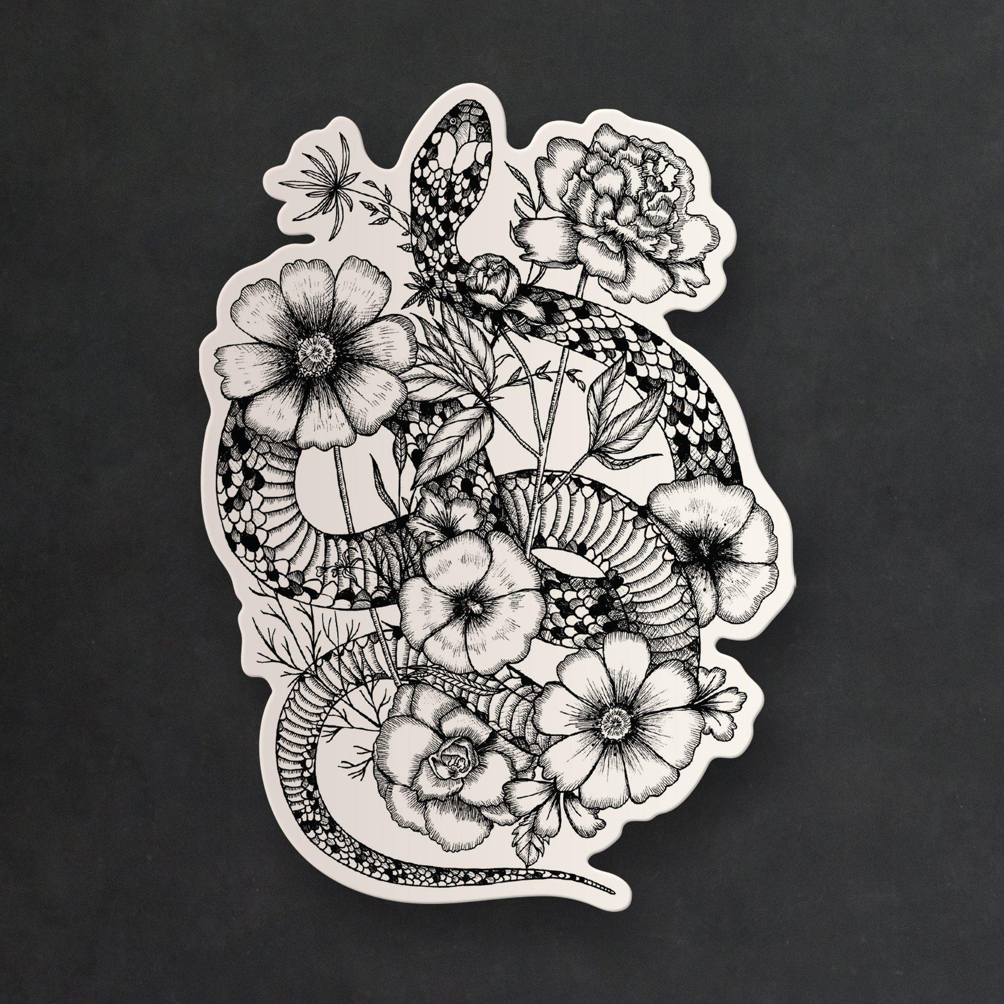 Floral Snake - Vinyl Sticker - Print is Dead