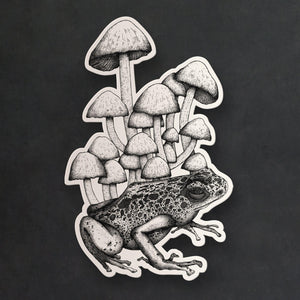 Frog and Mushrooms - Vinyl Sticker - Print is Dead