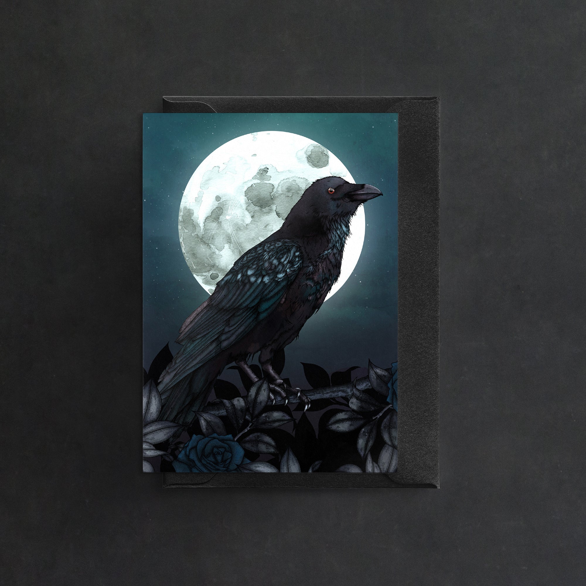 Raven and Moon - Greeting Card