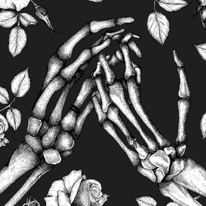 Skeleton Hands and Roses - Giclée Art Print