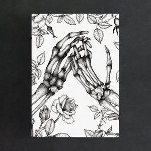 Skeleton Hands and Roses - Digital Art Print - Print is Dead