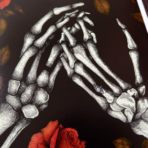 Skeleton Hands and Roses - Giclée Art Print - Print is Dead