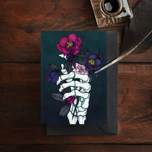 Skeleton Hand and Hellebores - Greeting Card