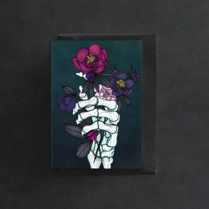 Skeleton Hand and Hellebores - Greeting Card
