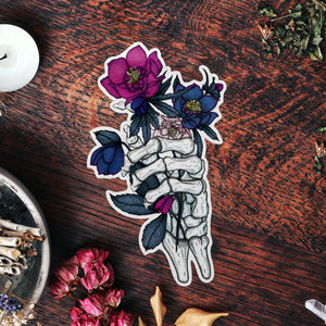 Skeleton and Hellebores - Vinyl Sticker