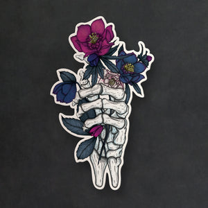 Skeleton and Hellebores - Vinyl Sticker