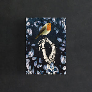 Skeleton and Robin - Postcard Mini Print