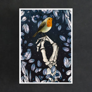 Skeleton Hand and Robin - Fine Art Print