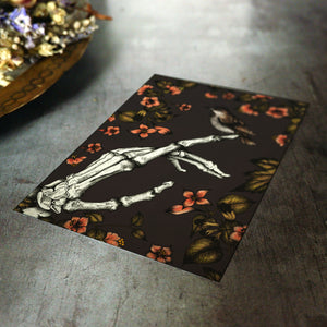 Skeleton and Sparrow - Postcard Mini Print