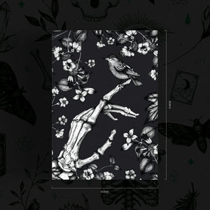 Skeleton and Sparrow - Greeting Card - Print is Dead