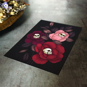 Skull Peonies - Postcard Mini Print