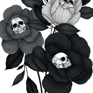 Skull Peonies - Digital Art Print