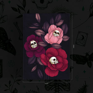 Skull Peonies - Postcard Mini Print