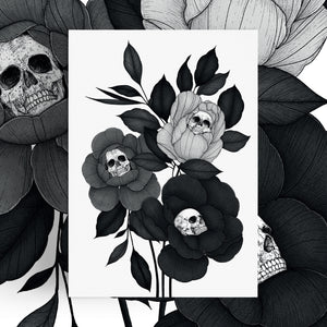 Skull Peonies - Digital Art Print