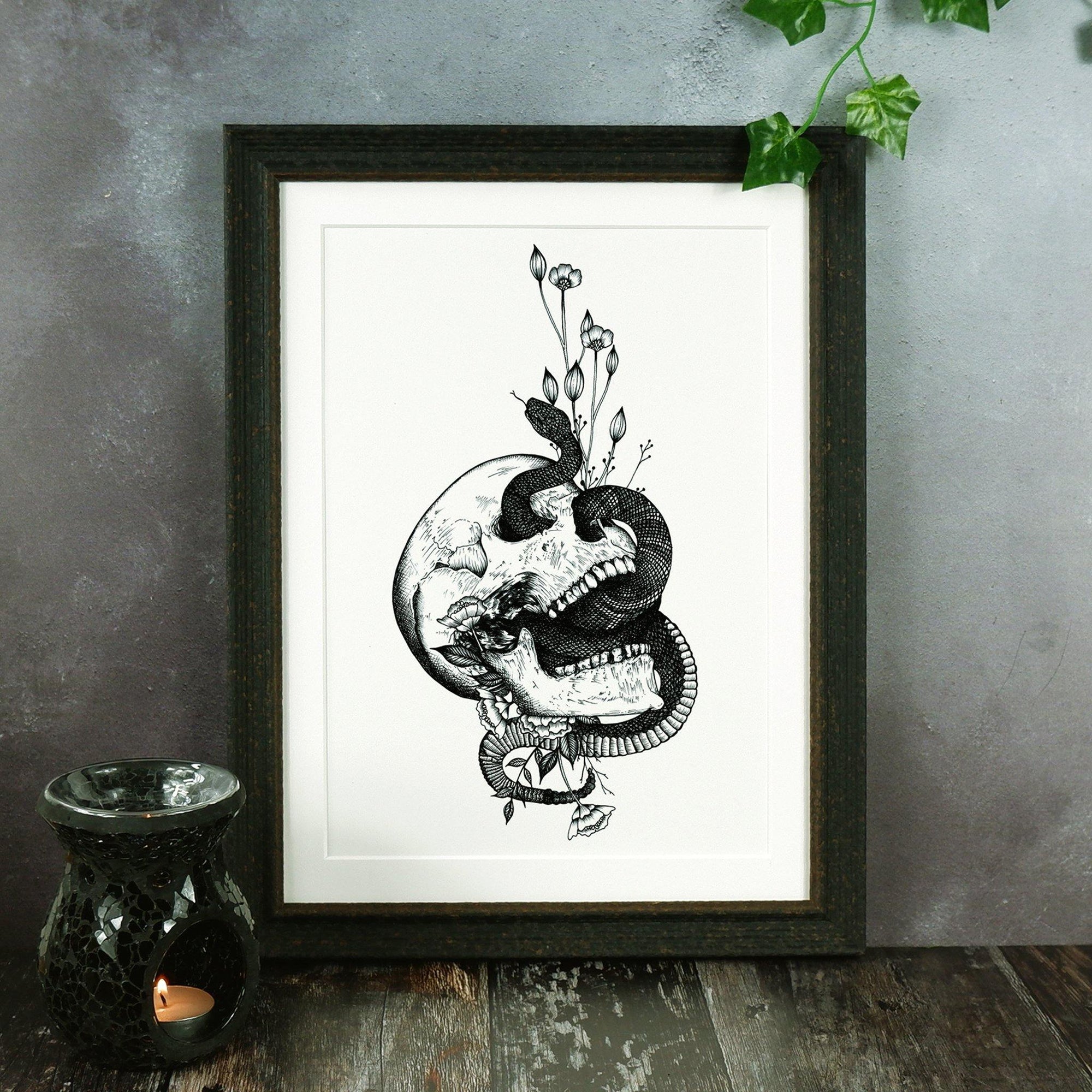 Snake and Skull - Digital Art Print - Print is Dead