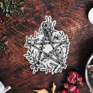 Floral Pentacle - Vinyl Sticker - Print is Dead