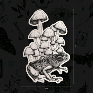 Frog and Mushrooms - Vinyl Sticker - Print is Dead