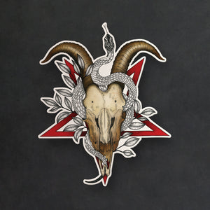 Goat Skull and Snake - Vinyl Sticker