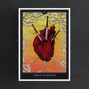 The Three of Swords Tarot - Giclée Art Print - Print is Dead